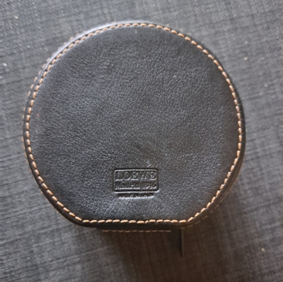 LOEWE black vintage anagram round leather travel jewelry case - Picture 3 of 4